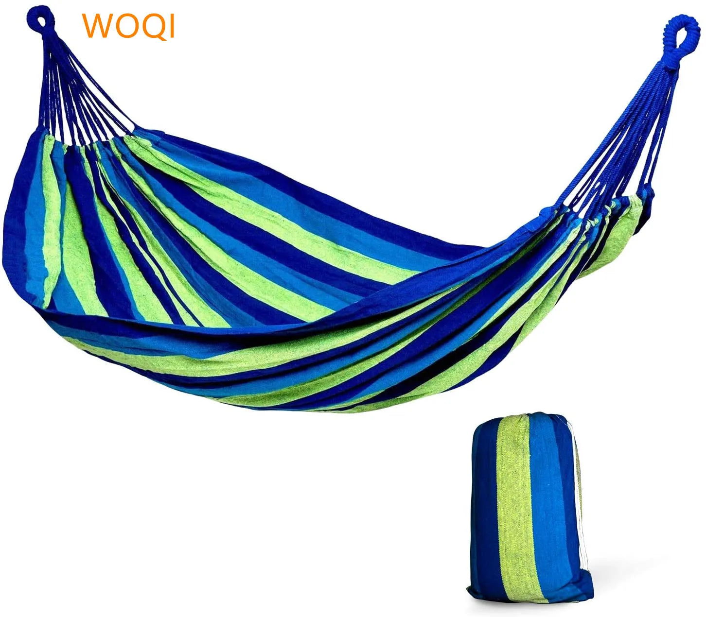 Woqi  Hot  Selling   Blue  Rainbow Hammock  with  Carry Bag for  Outdoor Camping
