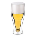 CnGlass 13.5oz Pilsner Glass Handmade Cold Insulated Borosilicate Double Wall Dishwasher & Freezer Safe Drinking Cup for Beer