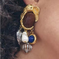 Colorful ZA Alloy Acrylic Resin Heart Flower Tassel Drop Earrings Women Bohemia Pearl Lantern Ball Dangle Earring Necklace Set