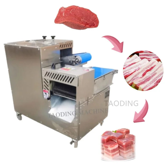 800 Kg Per Hour Industrial Fresh Meat Cube Cutter Chicken Liver Meat Slicer and Dcie Machine Slicing Beef Cutting Meat Machine