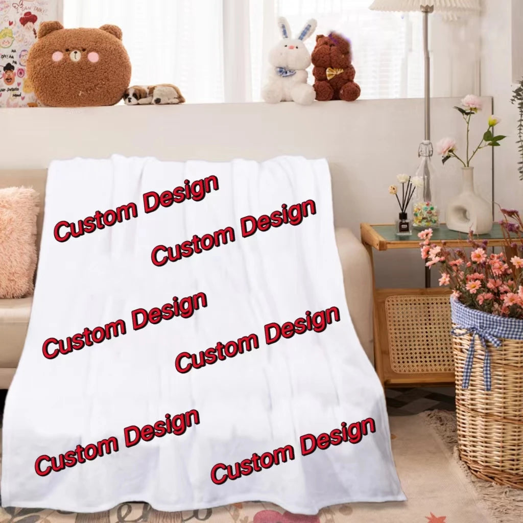 OEM Personalized Customized Design Blank Fleece Printed 3D Photo Digital Printing White Sublimation Custom Blanket With Logo