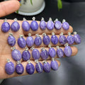 Natural Chakra Healing Crystal 925  Sterling Silver Charoite Pendant for Enhancing Spiritual Perception and Concentration