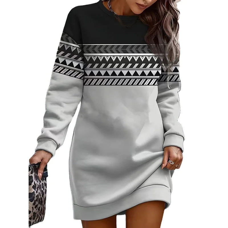 RNSHANGER Retro Sweatshirt Mini Pencil Dress Winter Women Harajuku Long Sleeve Hip Wrap Party Dresses Lady Fashion Street Dress
