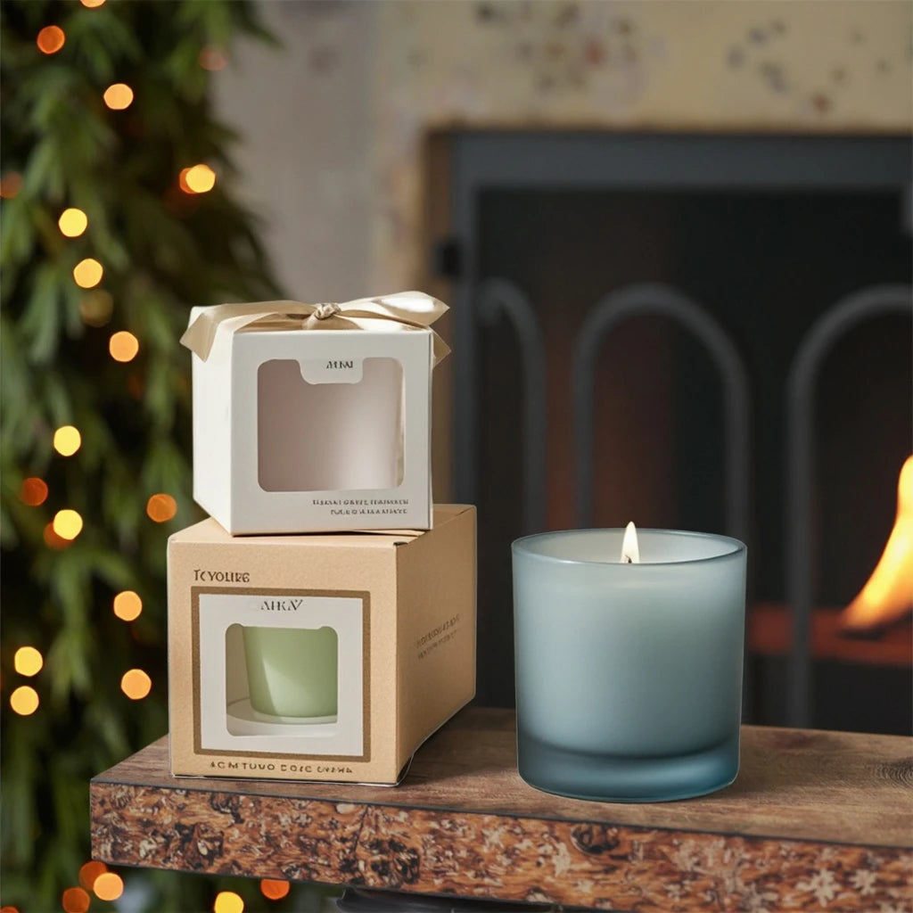 Wholesale Cheap Eco Friendly 8oz Luxury Candle Container Perfume Craft Fold Paper Packaging Candle Jar with Lid