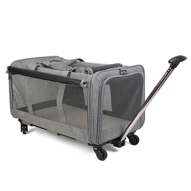 Portable Pet Trolley case Detachable Universal Wheel Breathable Foldable Large-capacity Pet Bag
