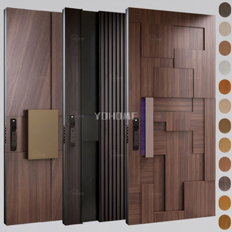 China Top Supplier Custom Design External Wooden Entrance Door Front Pivot Door Modern Entry Exterior Security Doors