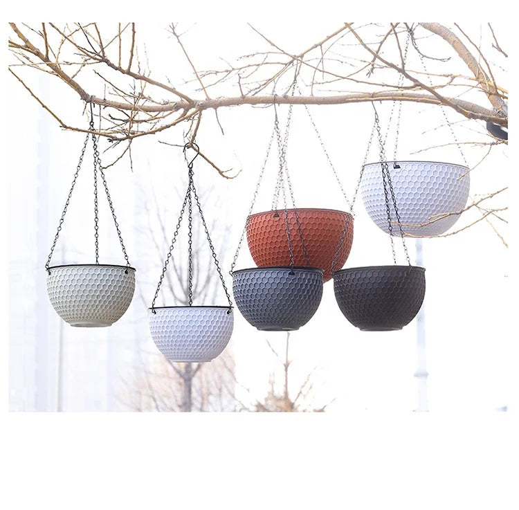 Garden Supplies Factory Direct Price Hanged Plant Pot Flower Pot Metal Chain Hanging Basket Pot