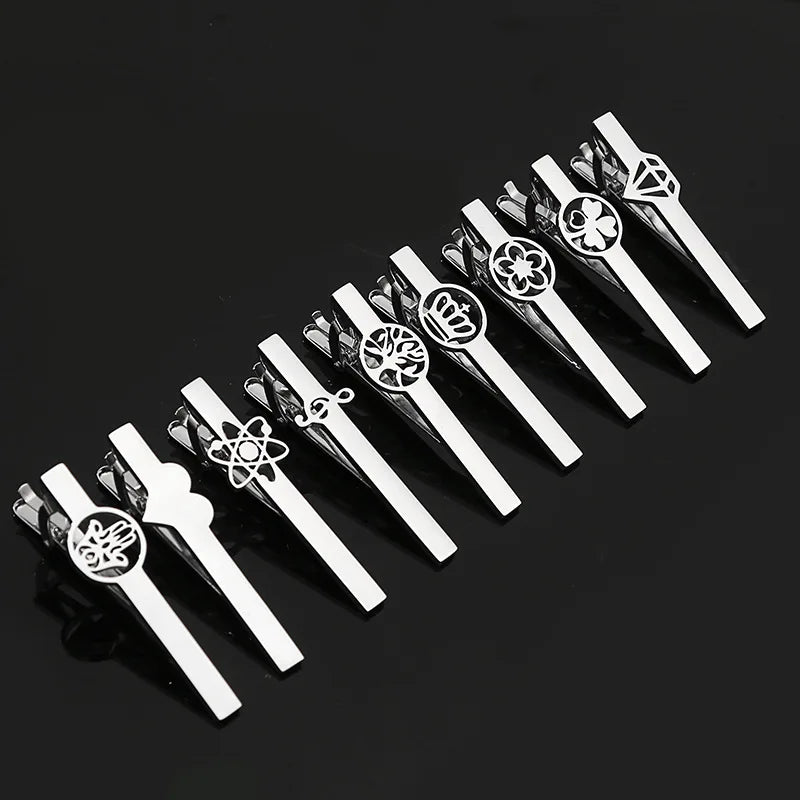 Men's Fashion Business Stainless Steel Tie Clip Geometric High-grade Black Line Formal Professional Wedding Party Anniversary