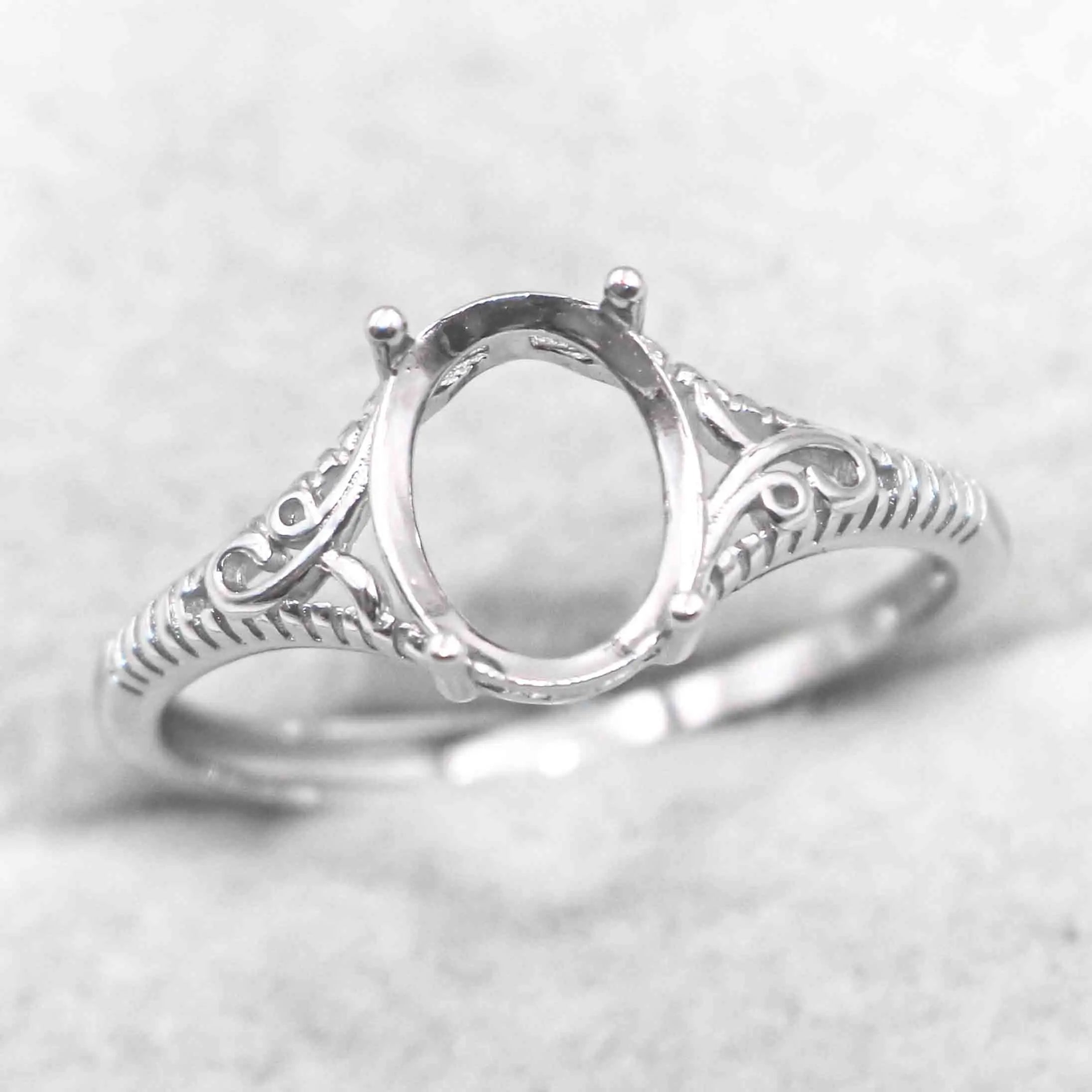 Sterling Silver 5*7/6*8/7*9/8*10/9*11/10*12mm Semi Mount Ring Empty Blank Setting S925 Base Without Center Stone for DIY Inlay