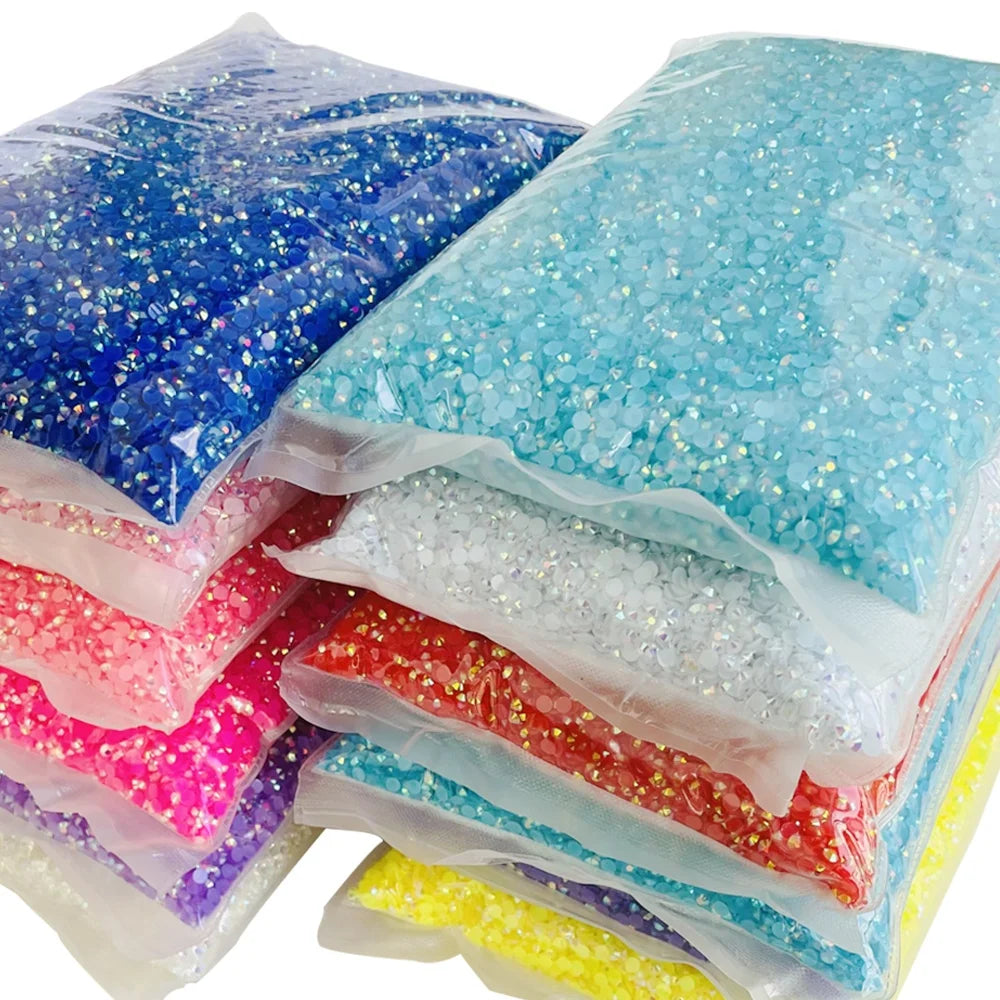Yantuo  Factory Wholesale Bulk Jelly AB Color Rhinestone SS20 Flat Back Non Hotfix Resin Rhinestone3mm  5mm 6mm
