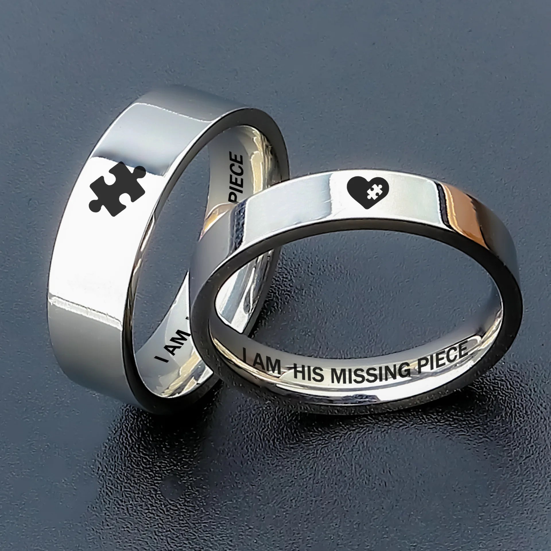 Anillos De Hombre Acero Inoxidable Puzzle Heart Couple Rings Luxury Non Tarnish Stainless Steel Ring Jigsaw Rings for Women Men