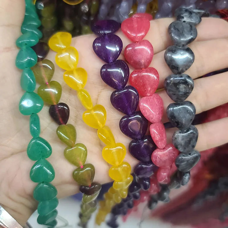 MJ3185 Colorful Dragon Veins Fire Agate Heart Beadsheart Shaped Agate Gemstone Beadsheart Stone Beads