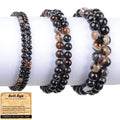 Handmade Classic Natural Stone Beaded Bracelet 4mm 6mm 8mm Brown Black Eye Agate Elastic Stretch Bracelet Striped Agate