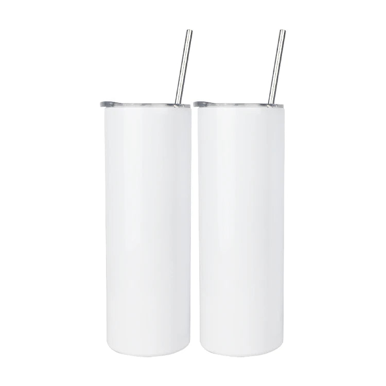 Sublimation Blank Skinny Tumbler Stainless Steel Double Wall 20oz Sublimation Tumbler Straight with Lid and Straw