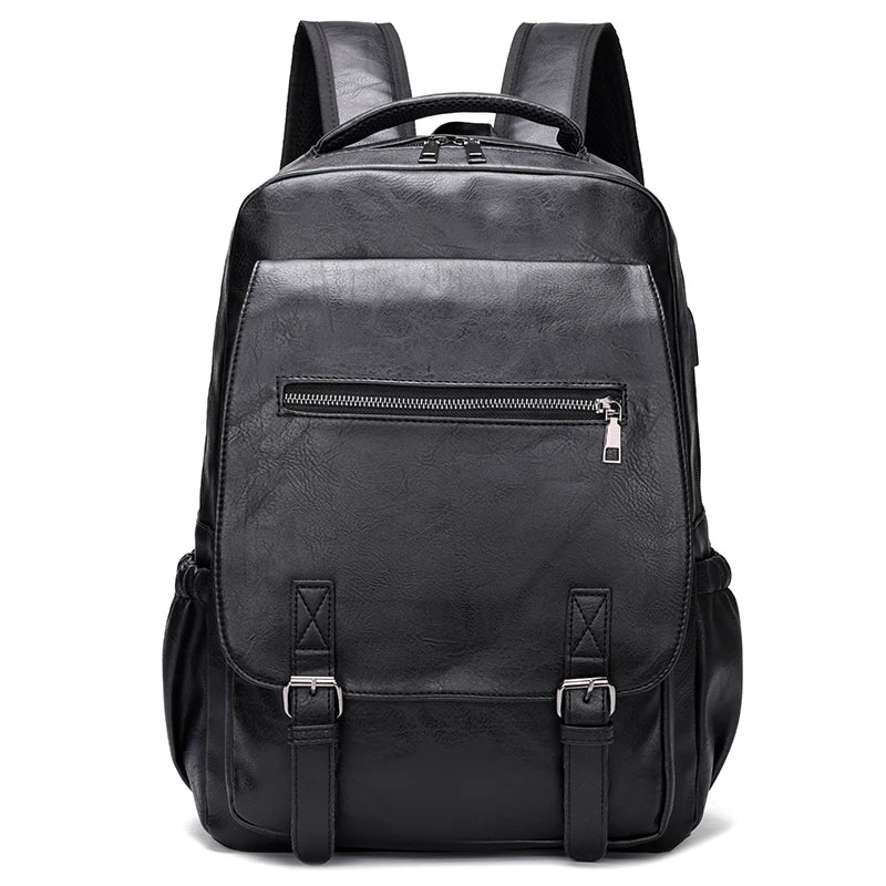 New Arrival Designer Best Selling Large Capacity Fashion PU Leather Men Backpacks With USB Charging Port