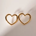 Fashionable Simple Heart Shaped Earrings Stainless Steel Gold Plated Non-Tarnish Waterproof for Daily Use
