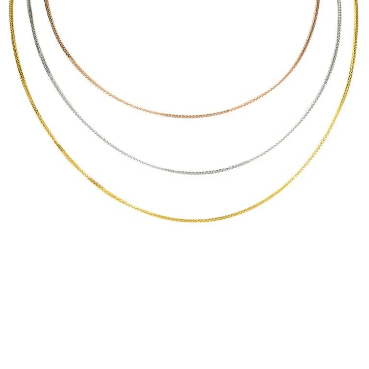 18k Solid Gold Weave Italy Chain Necklace