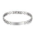 Punk Custom Logo Stainless Steel Fashionable Motorcycle Chain Design Bracelets Bangles Curved Card Laser Engraving Men Bracelets