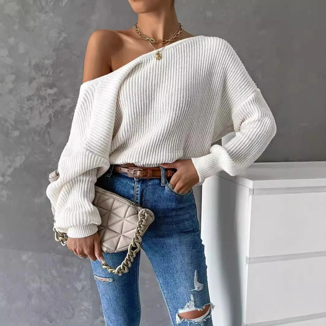 2024 New Arrival Women's Comfortable Backless Knitted Long Sleeve Sweater Formal Style Casual Outerwear One Piece Top