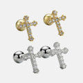 Simple 925 Sterling Silver Tiny Crucifixion Cz Minimalist Vintage Fashion Fine Jewelry Gold Plated Screw Back Earring Women