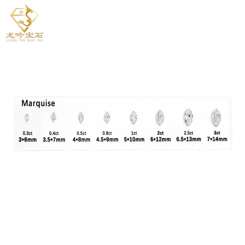 LONGYING Jewelry Cubic Zirconia Gemstone Chart Various Shapes 5A White Diamond Shape Carat Size Chart for Jewelry Stores