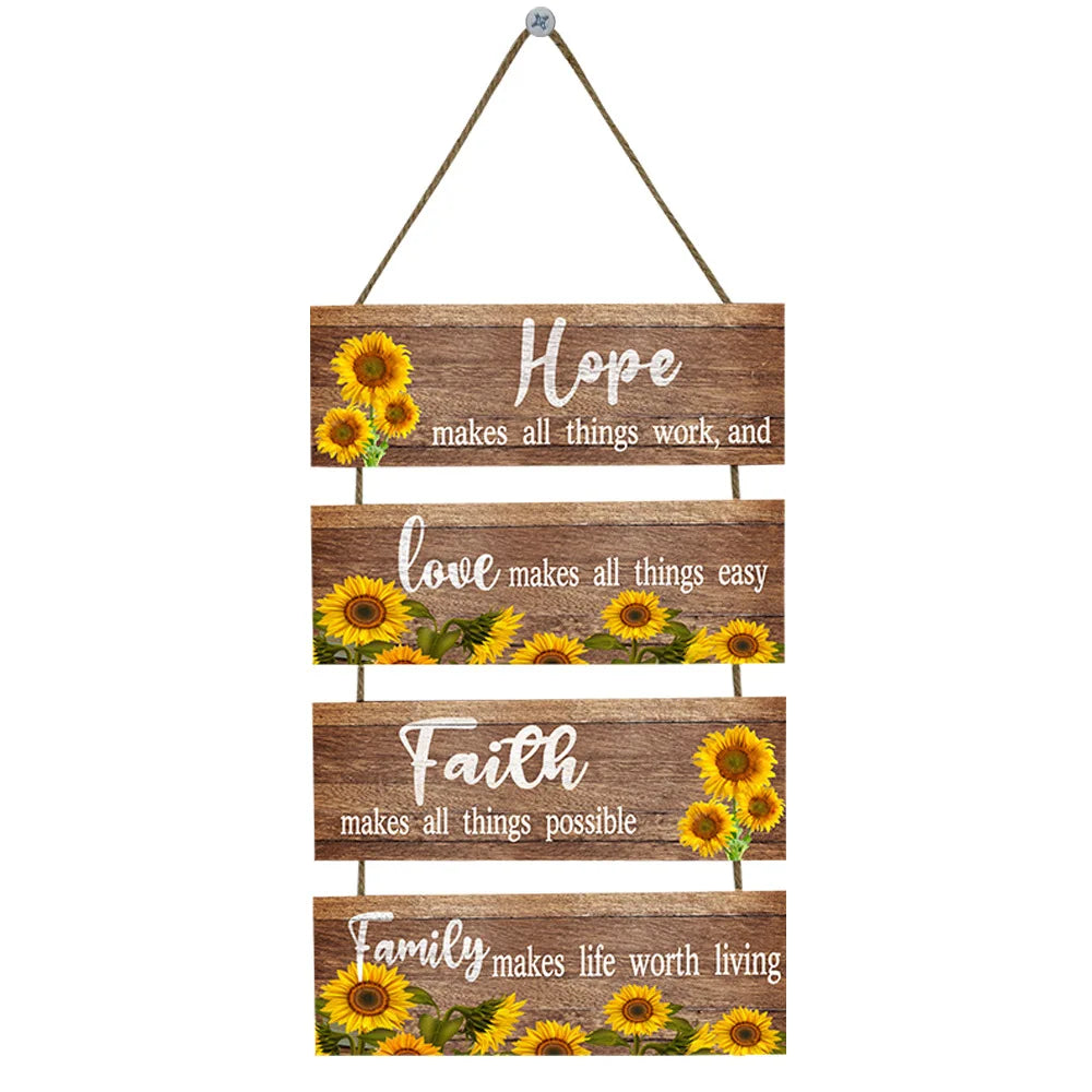Custom Eco-Friendly Wooden Home Decor Engraved Signboard Wall Board Hope Love Faith Family Words Custom Logo for Living Room