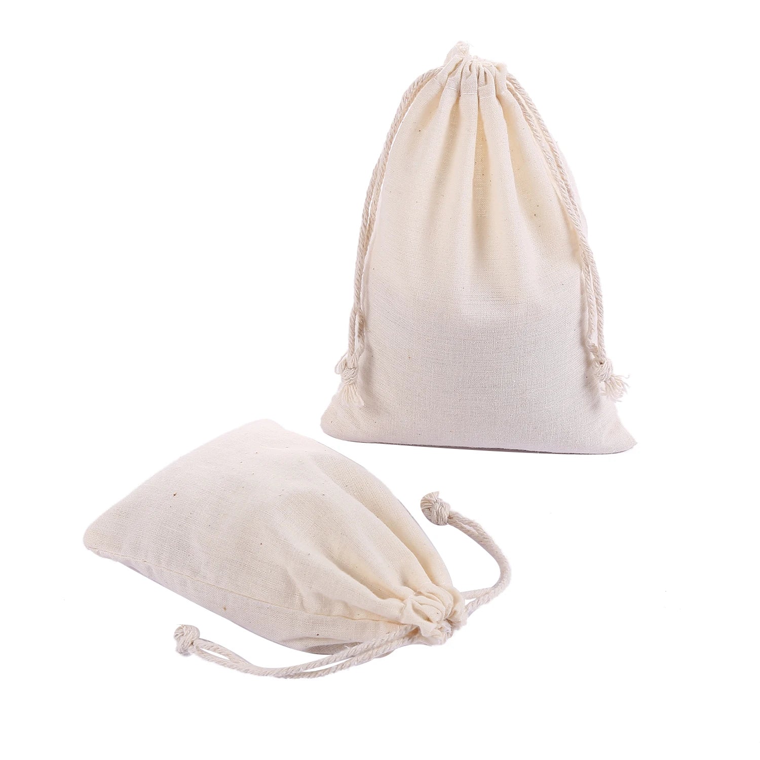 Linna Wholesale Organic Cotton Drawstring Pouches Custom Logo Gift Jewelry Craft Bags Recyclable Small Organic Cotton Drawstring