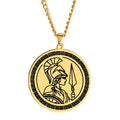 HLSS478 Goddess Athena Ancient Greek Wisdom War Athena Amulet Laser Cut Talisman Stainless Steel Pendant Necklace