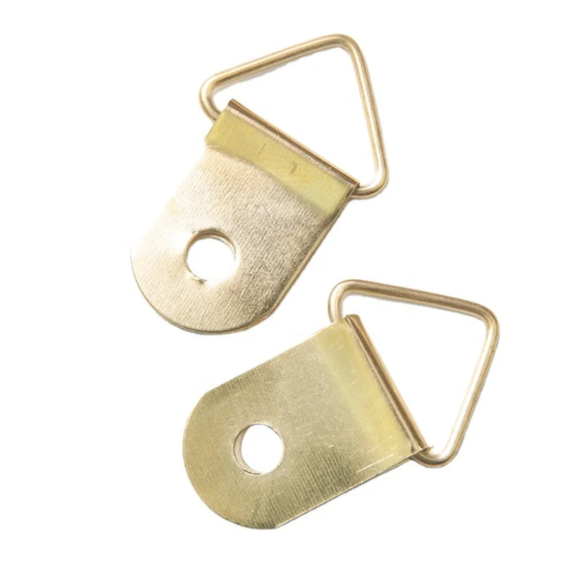 TS-K032 Iron Triangle Ring Picture Hangers with Screws Artwork Picture Frame Hook Photos (Golden)