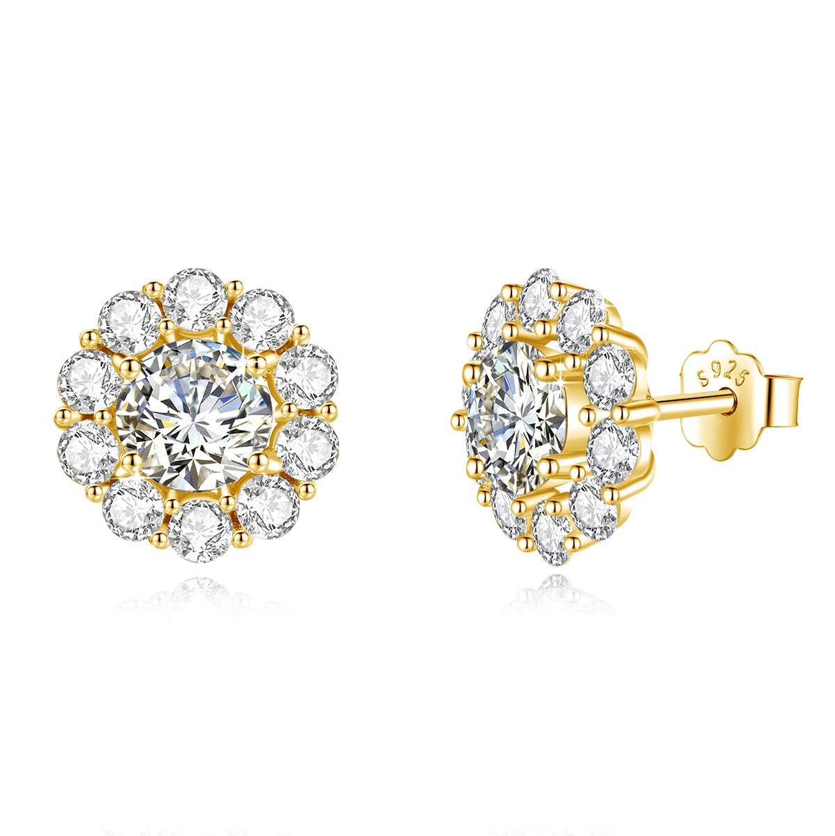 New 2025 Dangle Accessories Jewelry Zirconia Making Supplies Heart Sterling Silver Gold Plated Luxury Women Stud Earrings