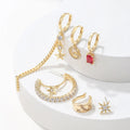Elegant Zircon Five Pointed Star Earrings Set with Tassel and Letter Design for Fashion Lovers