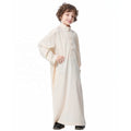 2021 New Kaftan for Kids Maxi Arab Jubba Islamic Clothing Polyester Dishdasha Robe for Boy Saudi Thobe for Plus Size Children