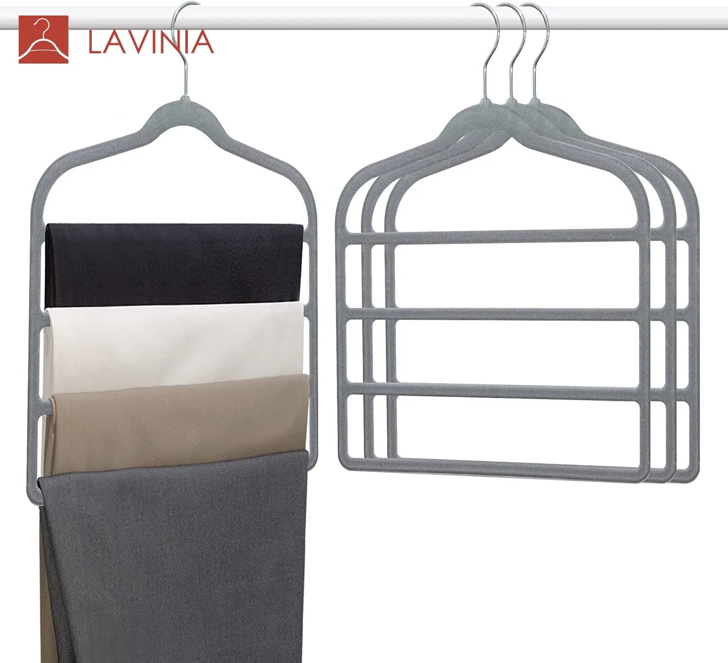 Multi-functional Four-fold Trouser Hangers Plastic Scarf Rack Multi Layer Hanger Velvet Hangers