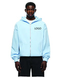 FLN 2025 345gsm Cotton Custom logo Oversized Trendy Men's Loose Fleece-Lined Solid Zippered Hoodie Clothes Men