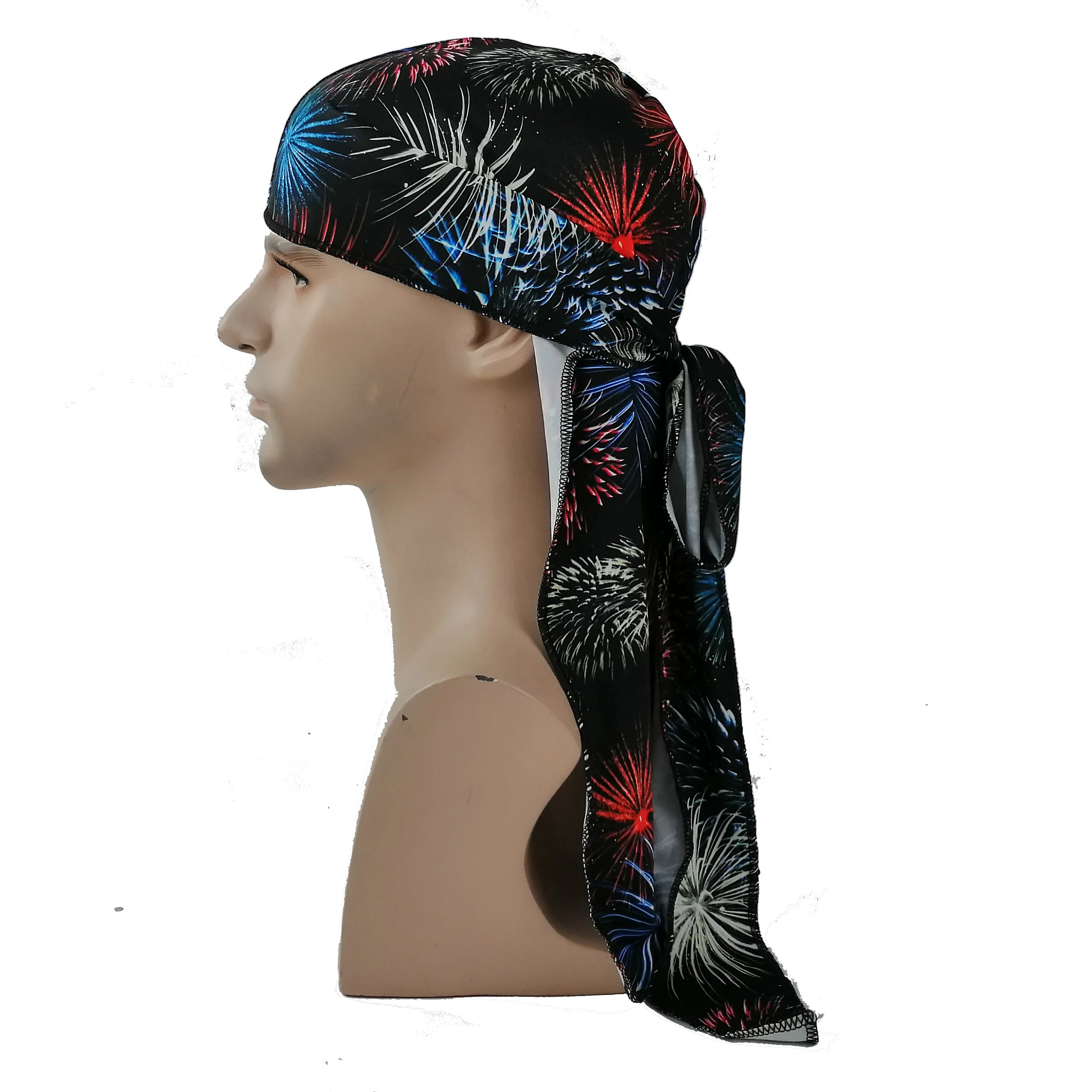 Boyue Factory Oem Fashion Outdoor Sport Workout Long Tail Wave Customised Print Unisex Anime Durags
