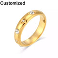 New Design 18K PVD Gold Plated Stainless Steel Zircon Ring Dainty Small Flower Wedding Engagement Ladies' Gift for Party