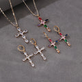 Hengdian 18k Laminated Gold Wholesale Plated Cz Colored Cross  Women Earrings and Necklaces Jewelry  Sets