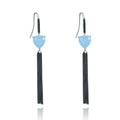 Abiding 925 Sterling Silver Natural Aqua-blue Calcedony Heart Earrings Handmade Tassels Elegant Drop Earrings for Women