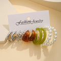 2025 New Arrival Fashion Jewelry 5 Pair/Set Acetic Acid Earrings European Retro Chain c Shaped Acrylic Hoop Earrings Sets