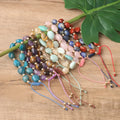 Dainty Irregular Semi-precious Beaded Bracelet for Women Handcrafted Adjustable Natural Rose Quartz Amethyst Stone Bracelet