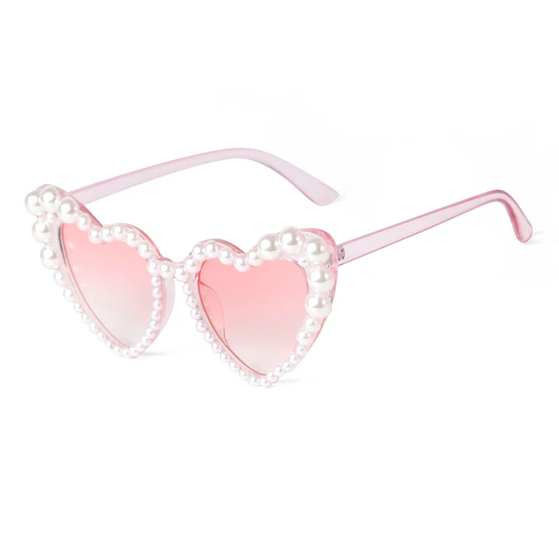 STORY STY5726 Women Fashion Love Pearl Sun Glasses Luxury Candy Color Party Eyewear Designer Pink Heart Sunglasses