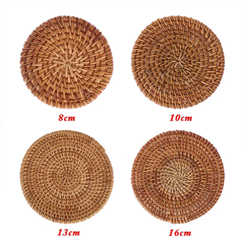 DaiRui Wholesale Hand Made Dining Table Round Woven Rattan Table Heat Insulation Pot Holder Placemat