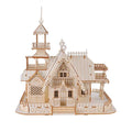 Retro Villa Castle Shaped Bamboo Crafts Ornaments 3D Wooden Jigsaw Puzzles DIY Handmade Cottage House Building Model Kit