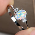 2026 Ornament Hot Sale European and American Style Ring Ladies Silver Opal Rings Wholesale