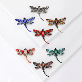 Vintage Crystal Dragonfly Brooches for Women Large Insect Brooch Pin Fashion Dress Coat Accessories Cute Jewelry (KBL098)