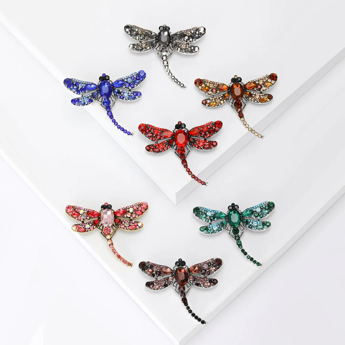 Vintage Crystal Dragonfly Brooches for Women Large Insect Brooch Pin Fashion Dress Coat Accessories Cute Jewelry (KBL098)