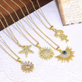 NZ1468 18k Gold CZ Evil Eyes Turkish Evil Eyes Protection Talisman Sunburst Daisy Starfish Charm Necklace Jewelry
