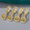 Gold Plated Drop Punk Earrings Star Moon Snake Jewelry for Girl Key Earrings Cactus Turtle Pendant Earrings with Zircons