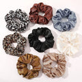 European and American Style Printed Silk Scrunchie Wristlet Cute XXL Fabric Hairband Accessory for Girls