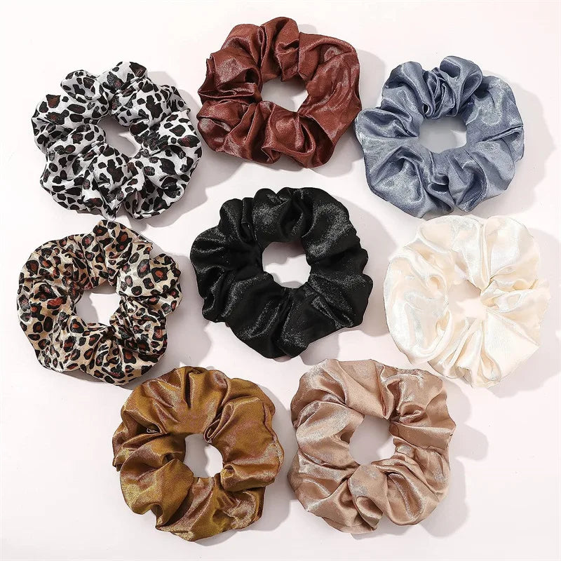 European and American Style Printed Silk Scrunchie Wristlet Cute XXL Fabric Hairband Accessory for Girls
